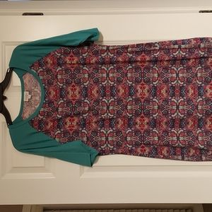 Women's 2XL LulaRoe Julia Dress Turquoise Pink Purple